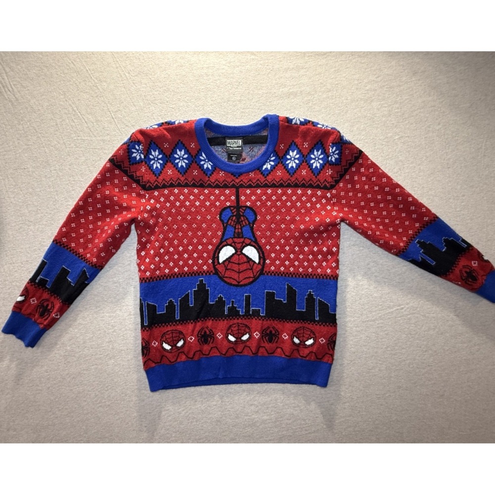 Marvel. Spiderman. Kids size XL. Knit Christmas Sweater.
